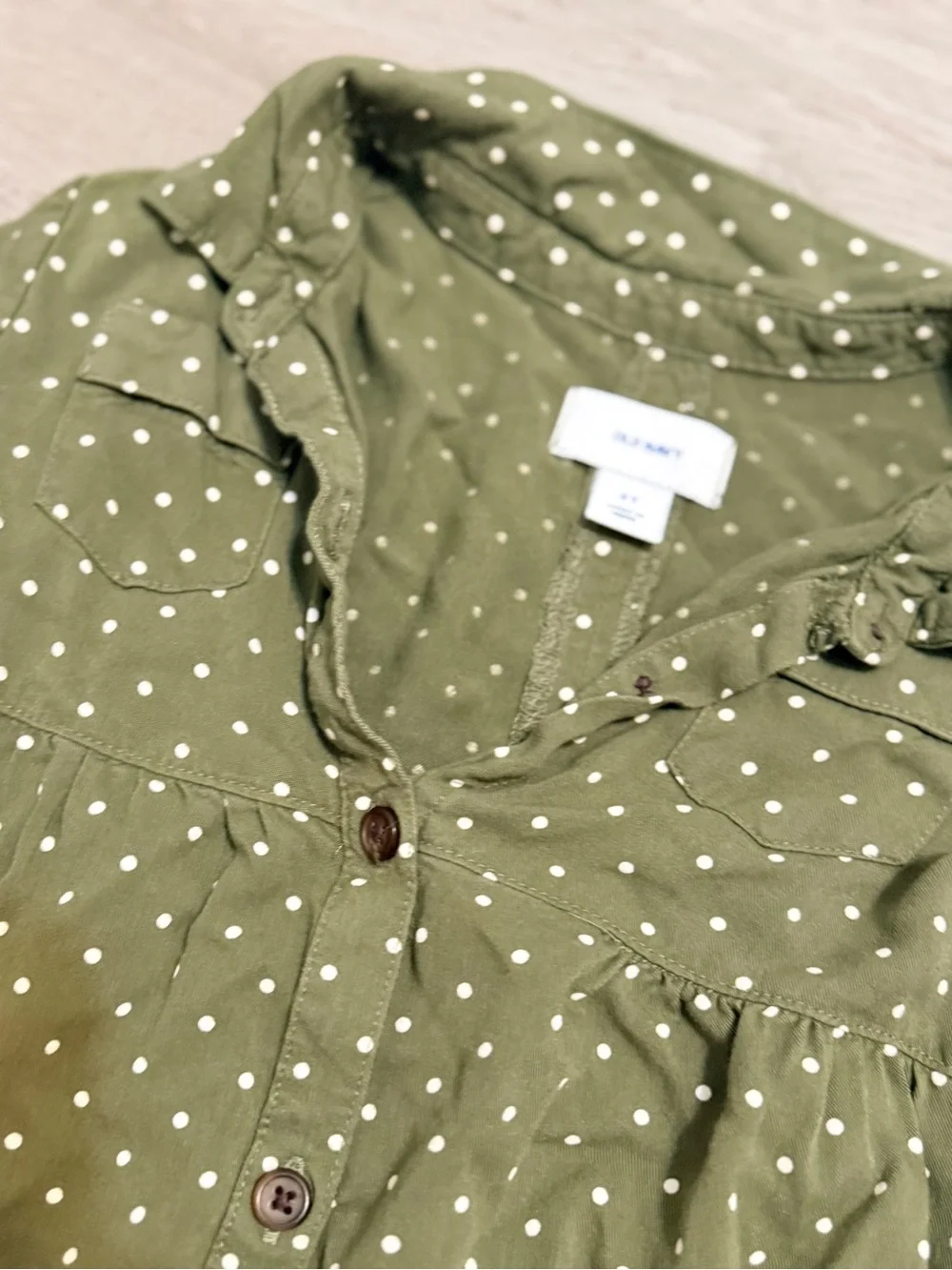 Old Navy Olive Polka Dot Blouse with Olive Tank Set